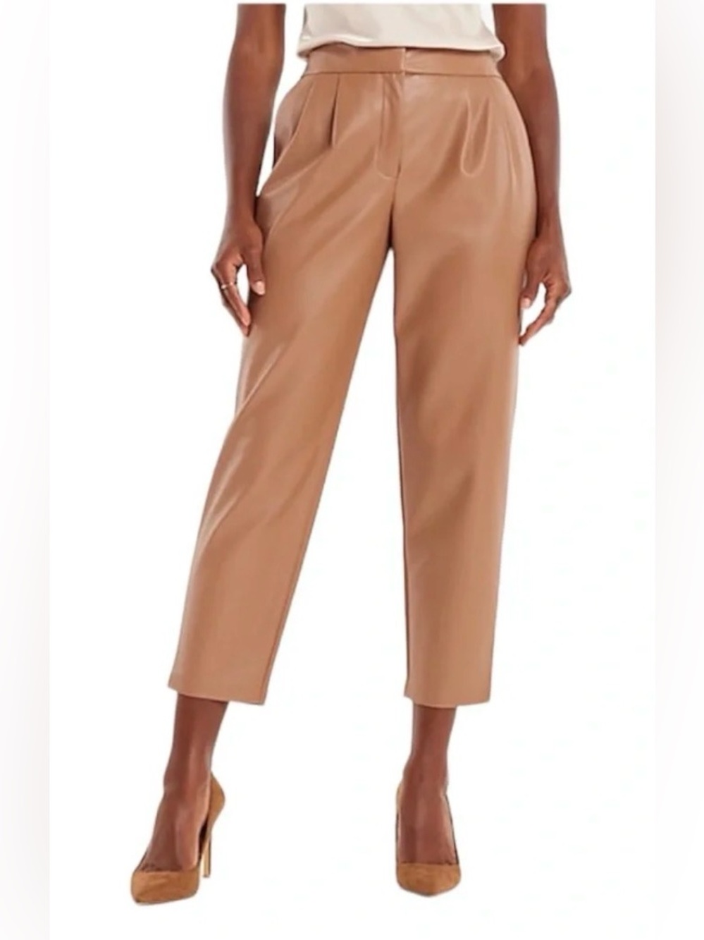 🆕 Express | High Waisted Faux Leather Pleated Ankle Pant